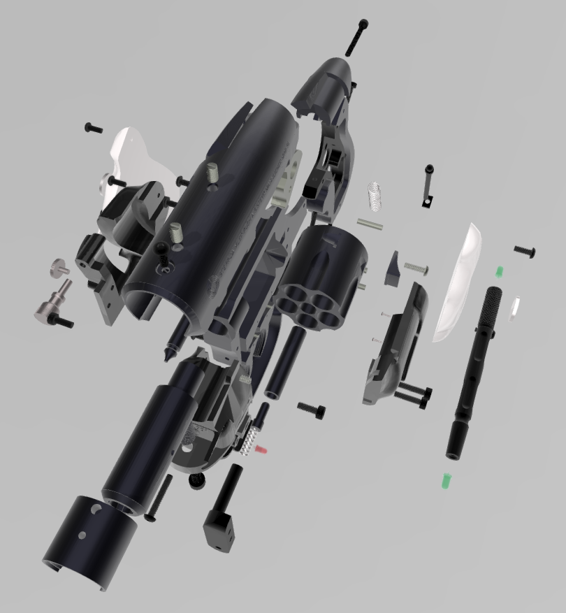 Snub Nosed Version of The Blade Runner Blaster Exploded View