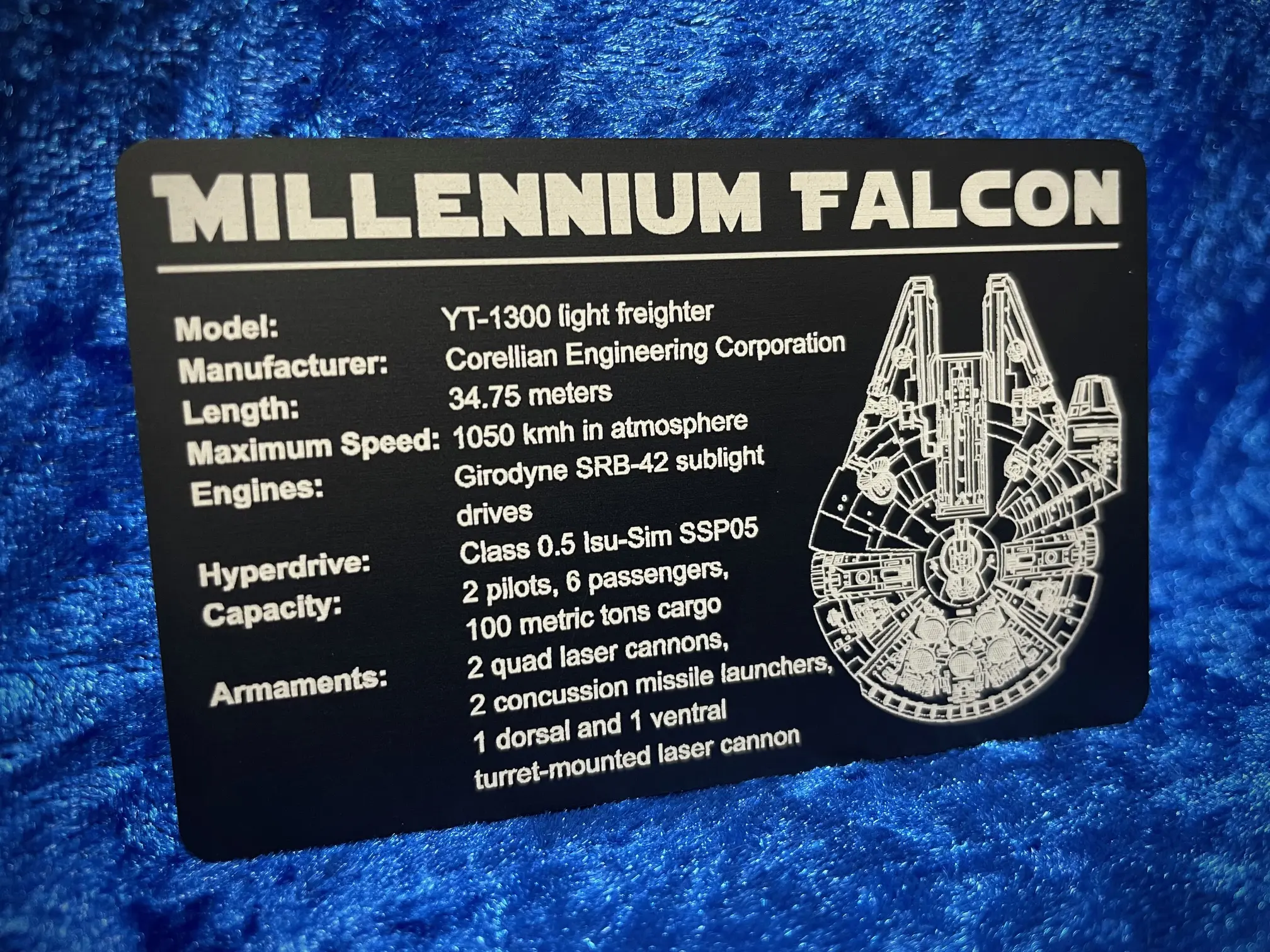 Millennium Falcon Star Wars Plaque